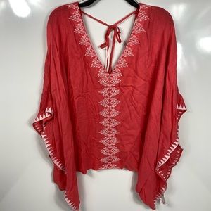 Forever 21+ Plus Size Coral and White Summer Top - 2X